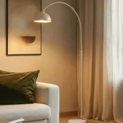 Lindby Gulvlamper|Gulvlamper > Gulvlampe Tonka, beige, metal/marmor, 180 cm, E27