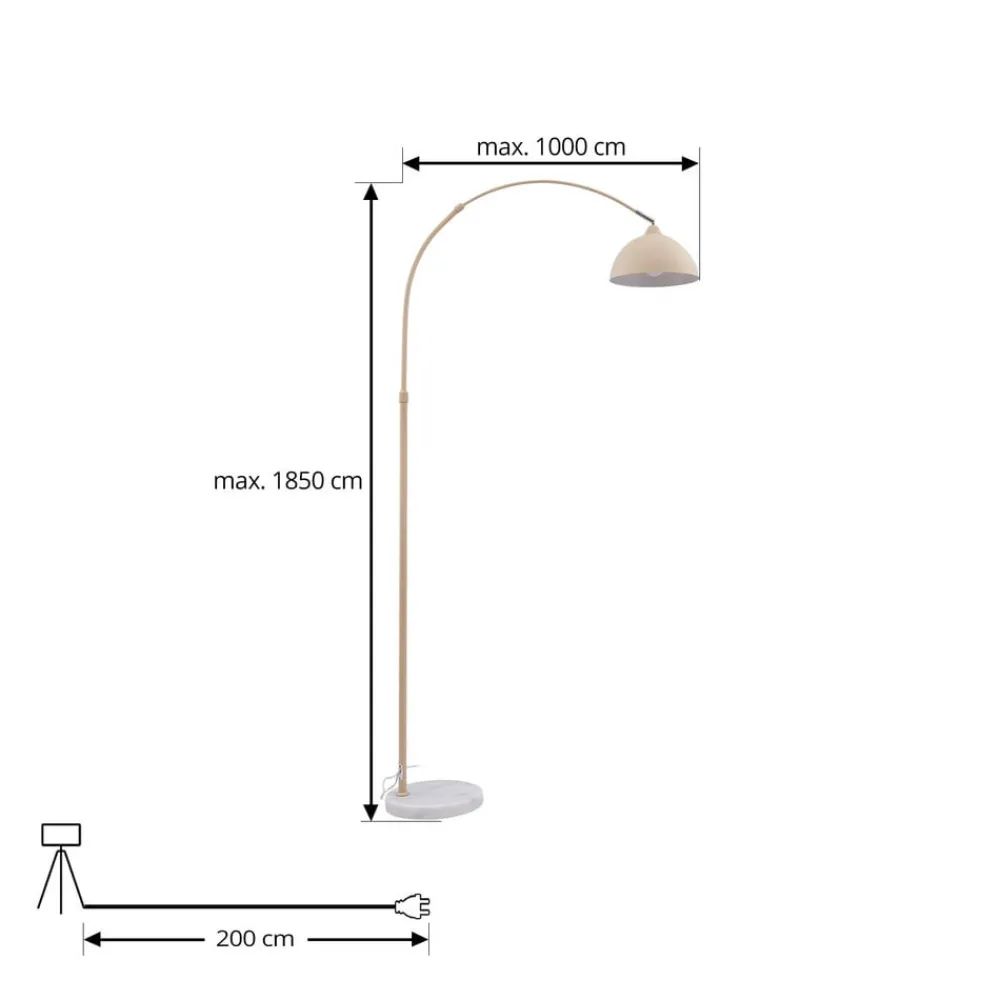 Lindby Gulvlamper|Gulvlamper > Gulvlampe Tonka, beige, metal/marmor, 180 cm, E27