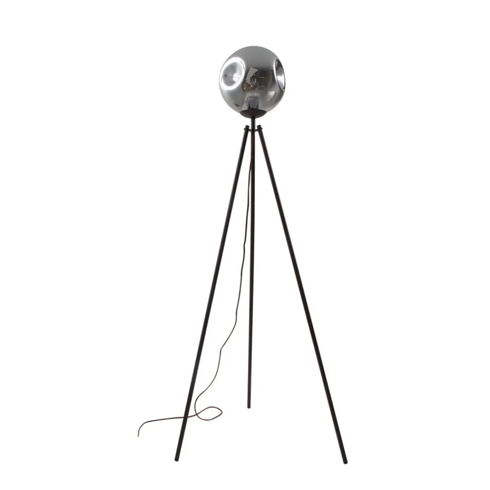 Lindby Gulvlamper|Gulvlamper > gulvlampe Valentina, E27, røggrå, glas, 150 cm