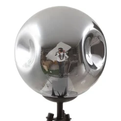Lindby Gulvlamper|Gulvlamper > gulvlampe Valentina, E27, røggrå, glas, 150 cm