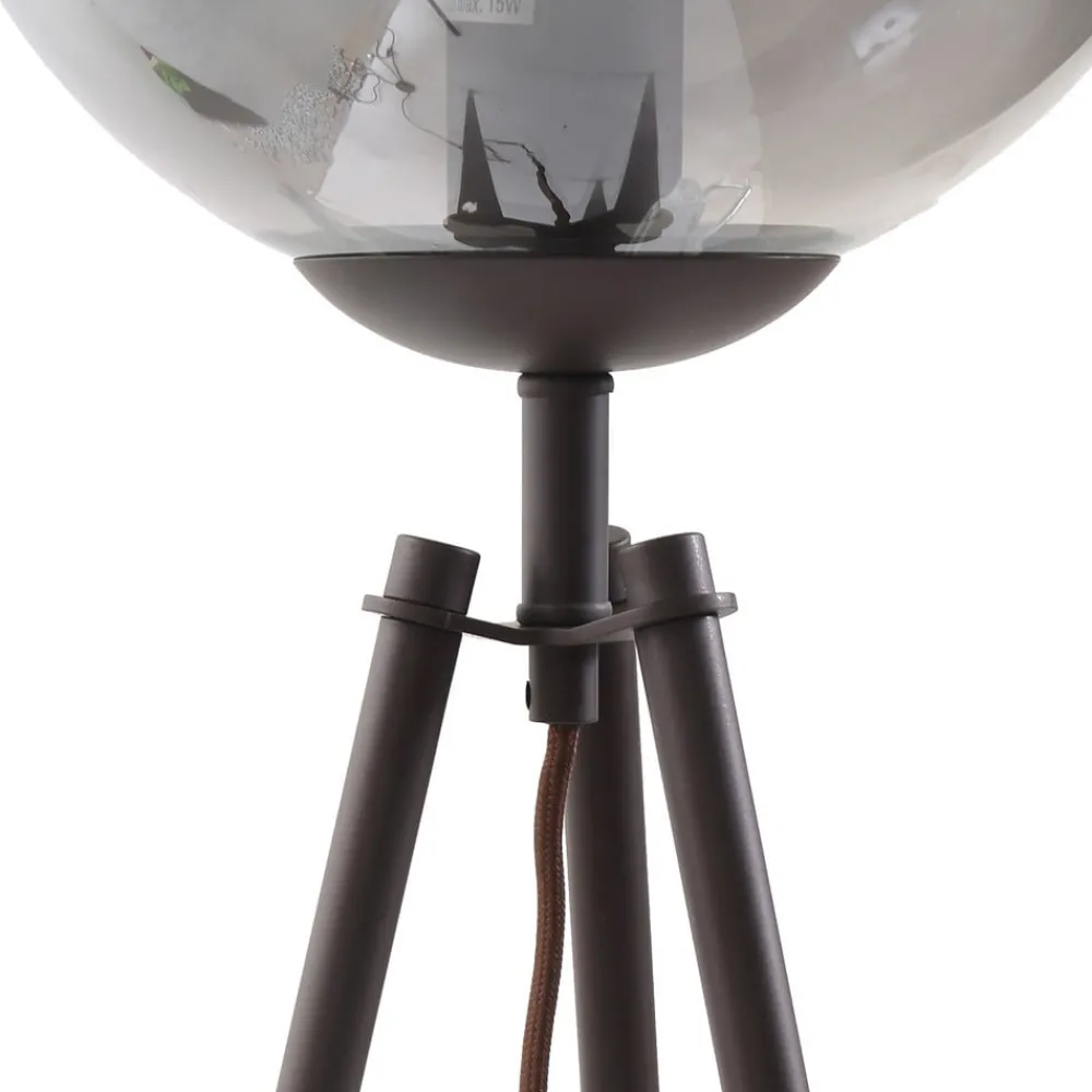 Lindby Gulvlamper|Gulvlamper > gulvlampe Valentina, E27, røggrå, glas, 150 cm