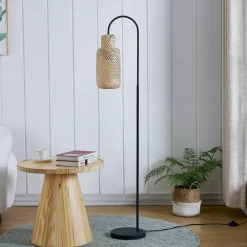 Gulvlamper|Gulvlamper ^ Lindby gulvlampe Venora, 145 cm høj, bambus, E27