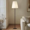 Lindby Gang|Gulvlamper > gulvlampe Virelle, sort/hvid, tekstil, højde 170 cm