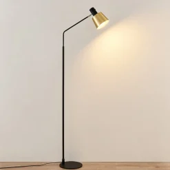 Lindby Gulvlamper|Gulvlamper > gulvlampe Vlada, 144 cm, messing, sort, metal
