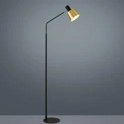 Lindby Gulvlamper|Gulvlamper > gulvlampe Vlada, 144 cm, messing, sort, metal