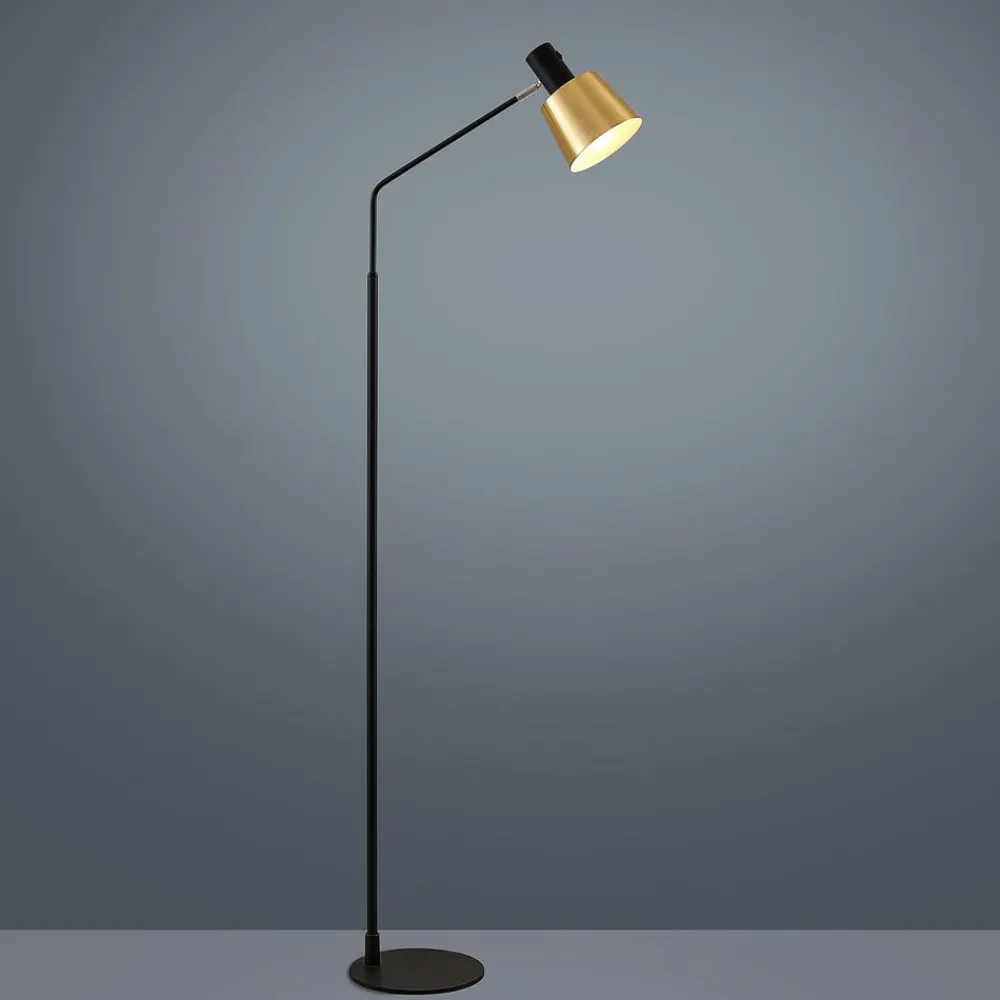 Lindby Gulvlamper|Gulvlamper > gulvlampe Vlada, 144 cm, messing, sort, metal