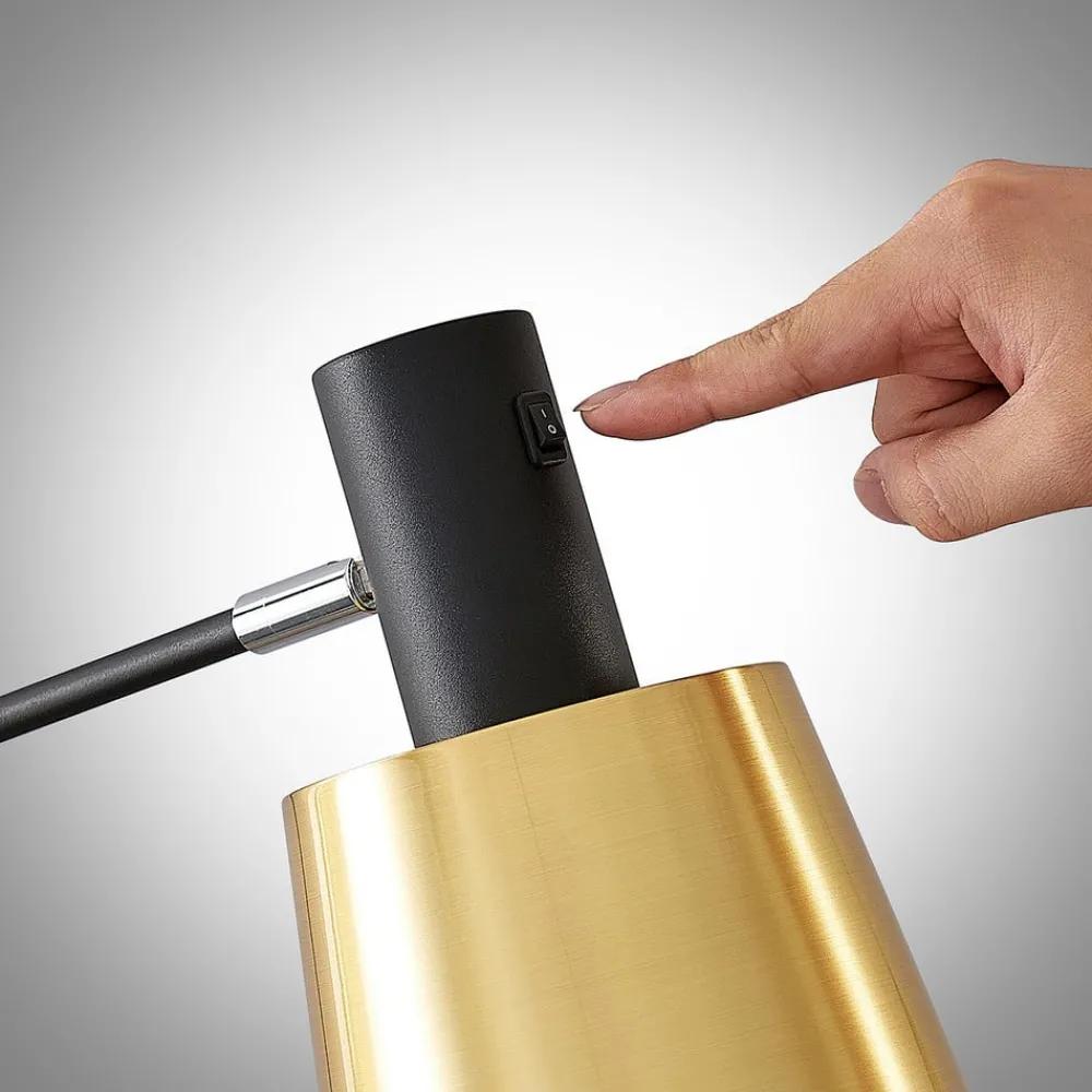 Lindby Gulvlamper|Gulvlamper > gulvlampe Vlada, 144 cm, messing, sort, metal