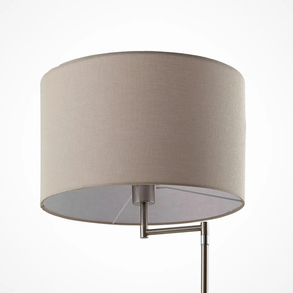 Gang|Pendellamper ^ Lindby gulvlampe Zinia, nikkelfarvet, hylde, USB-tilslutning