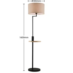 Gang|Gulvlamper ^ Lindby gulvlampe Zinia, sort, hylde, USB-tilslutning