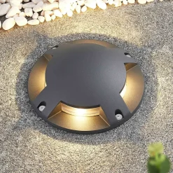 Lindby Nedgravet Udebelysning|Udendørs Spot > gulv-spotlight med LED Cormac, 4 lyskilder, Ø 21 cm, IP67