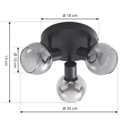 Lindby Spotlights|Loftlamper > Hedvig loftlampe, rund, sort, 3 lyskilder.
