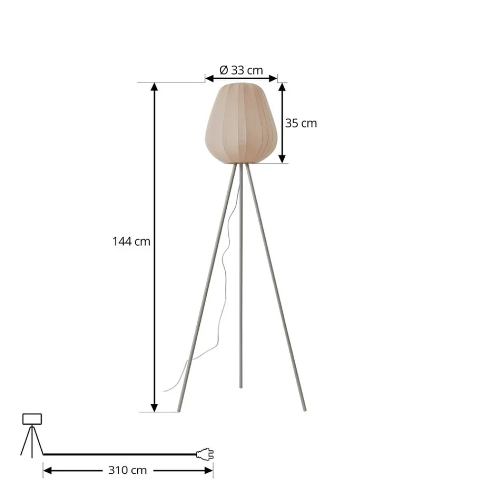 Lindby Gulvlamper > Helin gulvlampe, beige, tekstil, stativ, 144 cm, E27