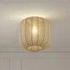 Loftlamper ^ Lindby Helin loftlampe, grå, stof, Ø 35 cm