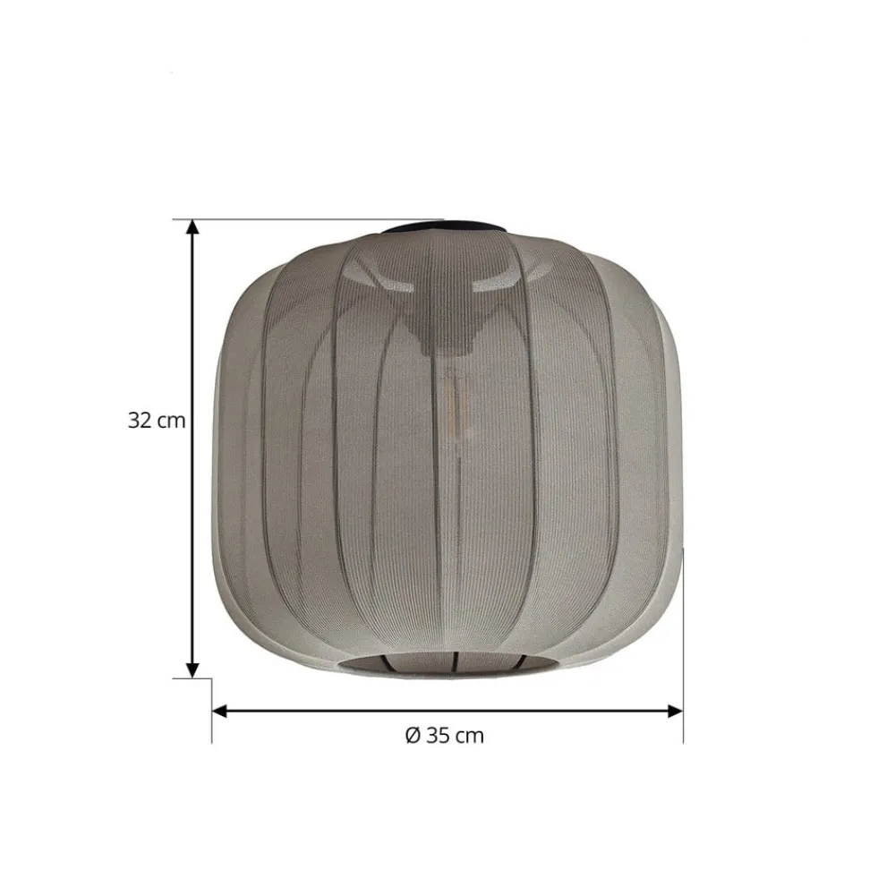 Loftlamper ^ Lindby Helin loftlampe, grå, stof, Ø 35 cm