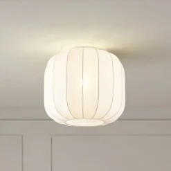 Gang|Loftlamper ^ Lindby Helin loftlampe, hvid, stof, Ø 35 cm