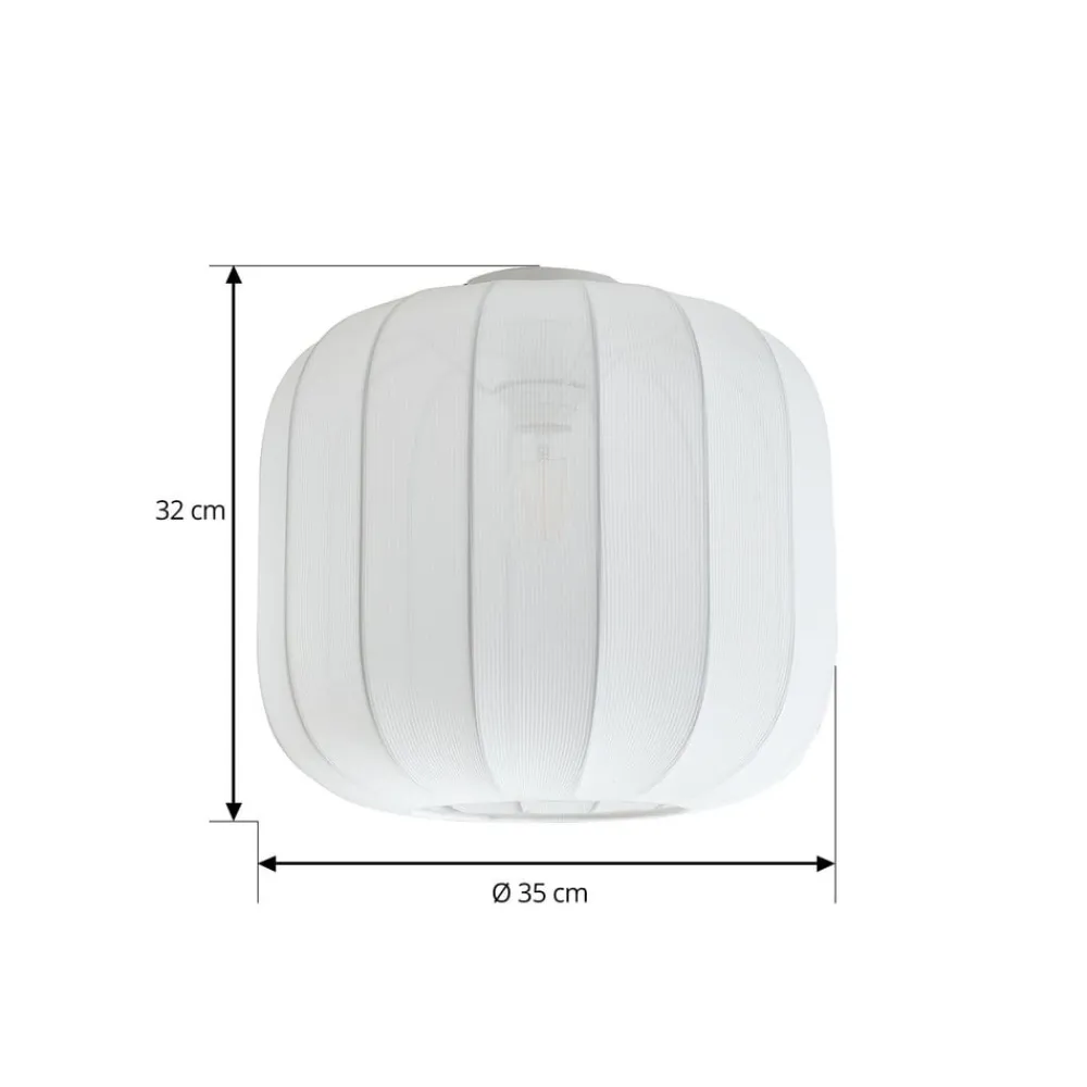 Gang|Loftlamper ^ Lindby Helin loftlampe, hvid, stof, Ø 35 cm