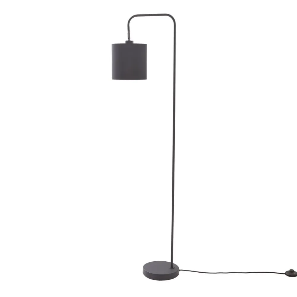Gang|Gulvlamper ^ Lindby Hinay tekstil-gulvlampe, sort/guld