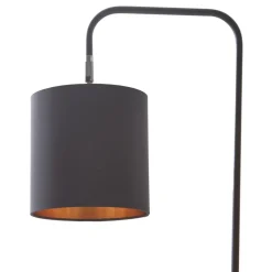 Gang|Gulvlamper ^ Lindby Hinay tekstil-gulvlampe, sort/guld