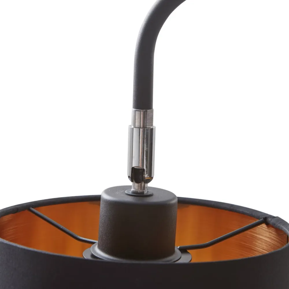 Gang|Gulvlamper ^ Lindby Hinay tekstil-gulvlampe, sort/guld