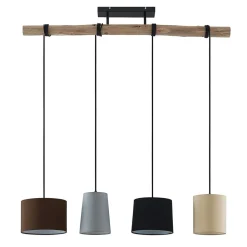 Lindby Pendellamper|Pendellamper > hængelampe Amilia, stof, 4 lyskilder, grå/beige, E27