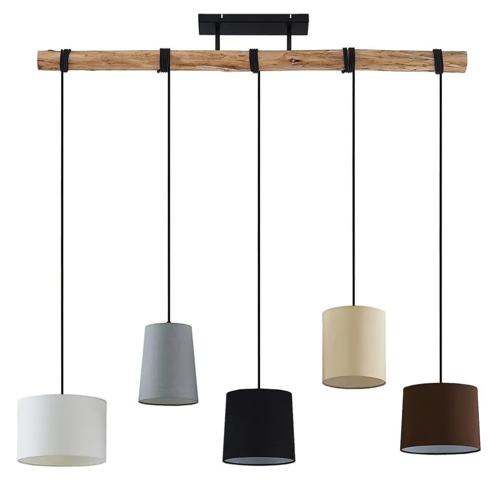Lindby Pendellamper|Pendellamper > hængelampe Amilia, stof, 5 lyskilder, grå/beige, E27