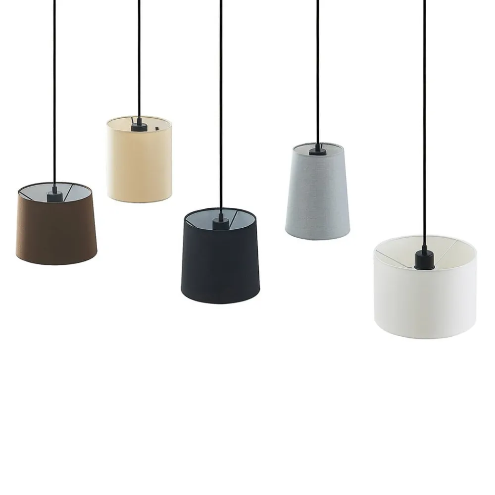 Lindby Pendellamper|Pendellamper > hængelampe Amilia, stof, 5 lyskilder, grå/beige, E27