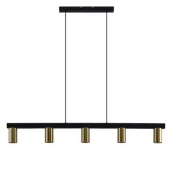 Pendellamper|Pendellamper ^ Lindby hængelampe Baliko, sort/messing, 5 lyskilder, GU10