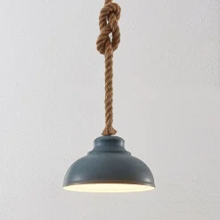 Pendellamper ^ Lindby hængelampe Chaby, Ø 29 cm, 1 lyskilde, metal, reb