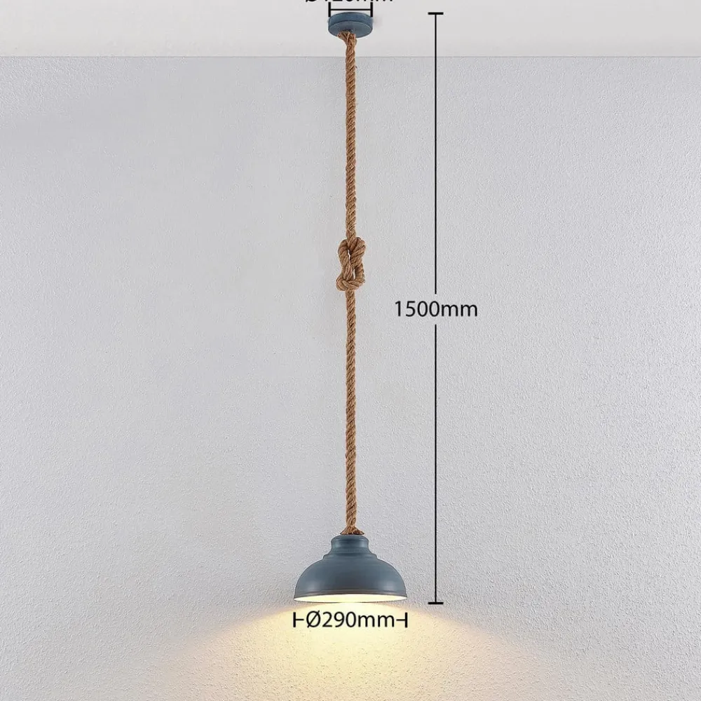 Pendellamper ^ Lindby hængelampe Chaby, Ø 29 cm, 1 lyskilde, metal, reb