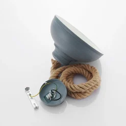 Pendellamper ^ Lindby hængelampe Chaby, Ø 29 cm, 1 lyskilde, metal, reb