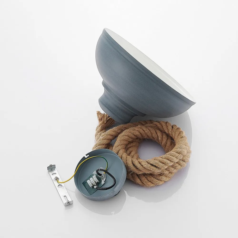 Pendellamper ^ Lindby hængelampe Chaby, Ø 29 cm, 1 lyskilde, metal, reb