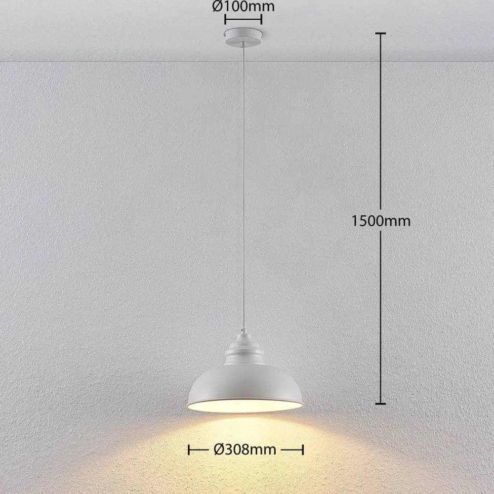 Lindby Gang|Pendellamper > hængelampe Cliona, hvid, metal, Ø 31 cm, E27