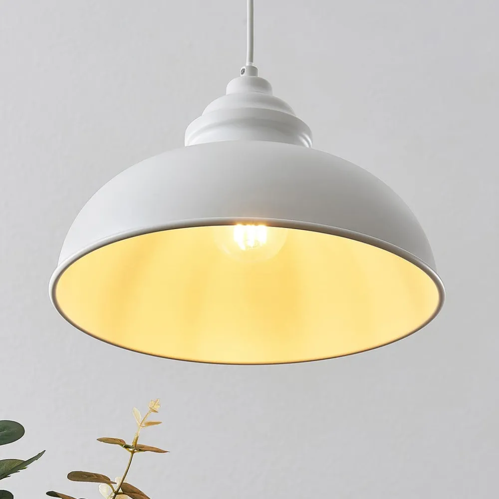 Lindby Gang|Pendellamper > hængelampe Cliona, hvid, metal, Ø 31 cm, E27