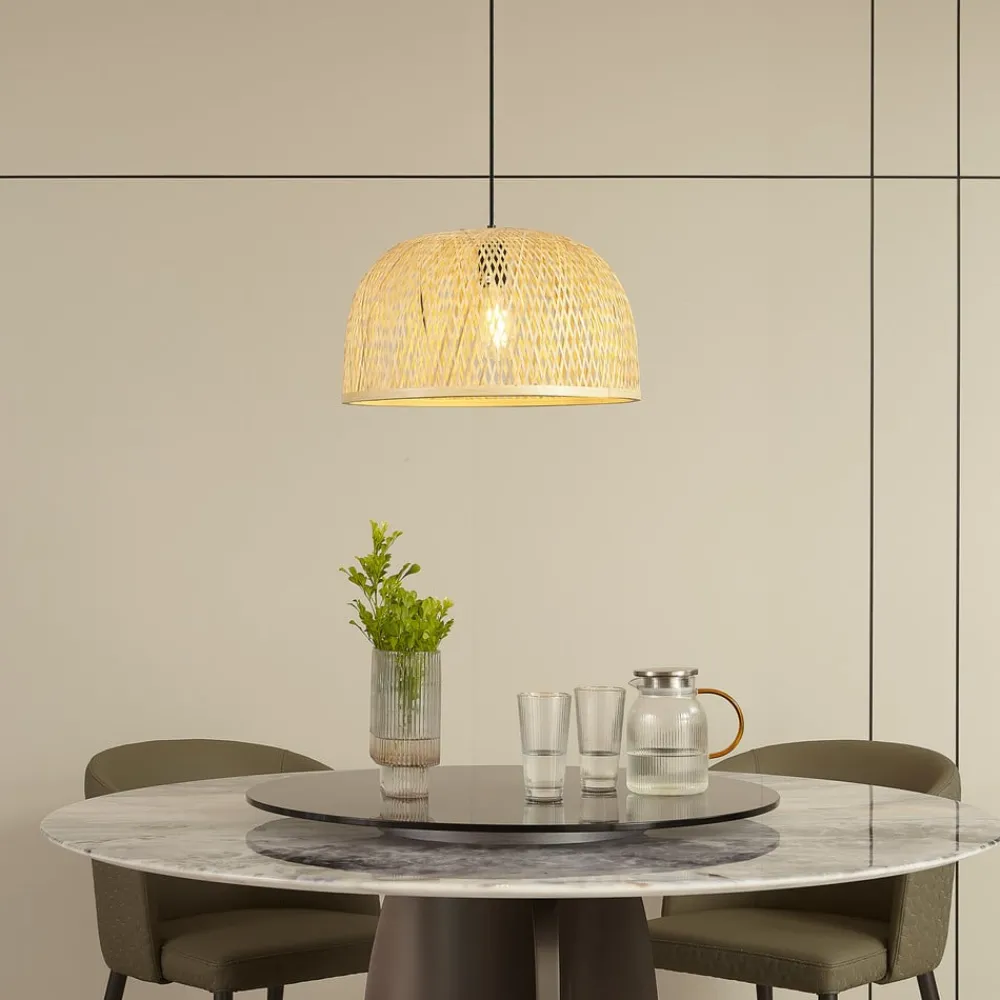 Pendellamper|Pendellamper ^ Lindby hængelampe Dabila, bambus, Ø 45 cm, E27