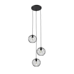 Lindby Pendellamper > hængelampe Danika, rund, Ø 50 cm, sort, metal