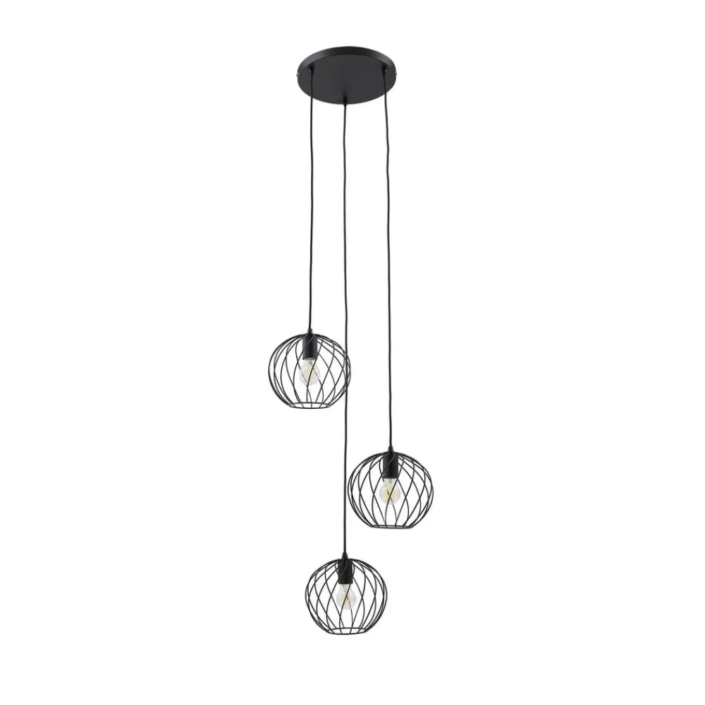 Lindby Pendellamper > hængelampe Danika, rund, Ø 50 cm, sort, metal