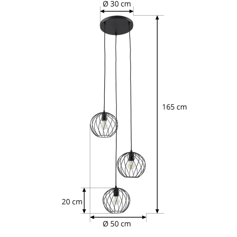 Lindby Pendellamper > hængelampe Danika, rund, Ø 50 cm, sort, metal