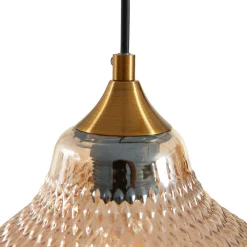 Pendellamper ^ Lindby hængelampe Drakar, Ø 22 cm, 3 lyskilder, rav, glas