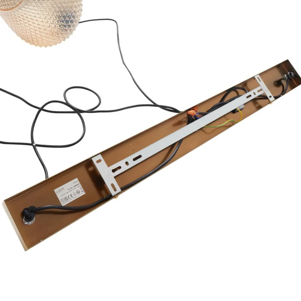 Pendellamper ^ Lindby hængelampe Drakar, Ø 22 cm, 3 lyskilder, rav, glas