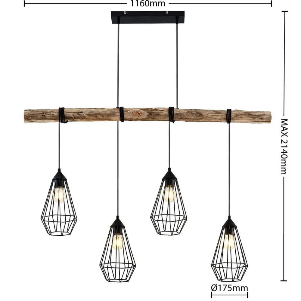 Lindby Pendellamper|Pendellamper > hængelampe Eldarion, 116 cm, 4 lyskilder, træ, E27