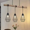 Lindby Pendellamper > hængelampe Eldarion, 90 cm, 3 lyskilder, træ, E27