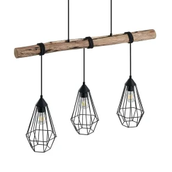 Lindby Pendellamper > hængelampe Eldarion, 90 cm, 3 lyskilder, træ, E27