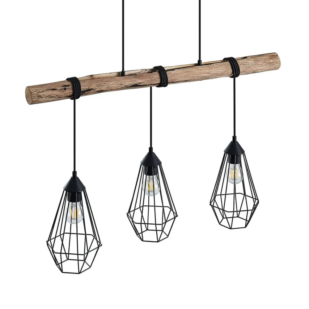 Lindby Pendellamper > hængelampe Eldarion, 90 cm, 3 lyskilder, træ, E27