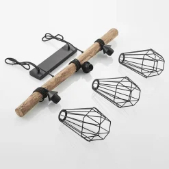 Lindby Pendellamper > hængelampe Eldarion, 90 cm, 3 lyskilder, træ, E27