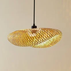 Pendellamper|Pendellamper ^ Lindby hængelampe Eleane, bambus, natur, længde 50 cm, E27