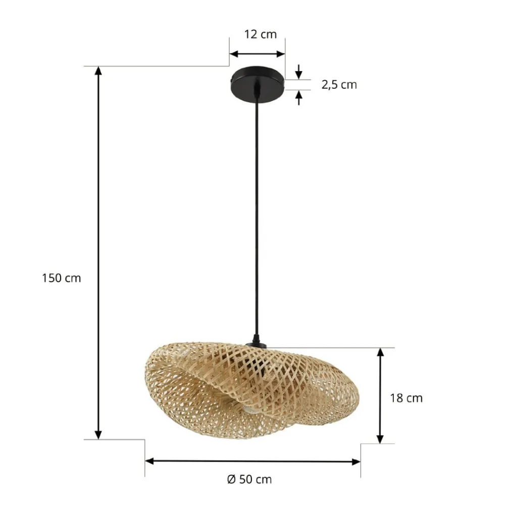 Pendellamper|Pendellamper ^ Lindby hængelampe Eleane, bambus, natur, længde 50 cm, E27