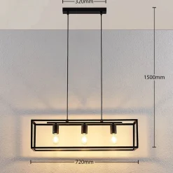 Lindby Pendellamper|Pendellamper > hængelampe Emily, 72 cm, sort, 3 lyskilder, metal