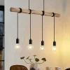 Pendellamper|Pendellamper ^ Lindby hængelampe Ferris, 4 lyskilder, 90 cm, træ, E27