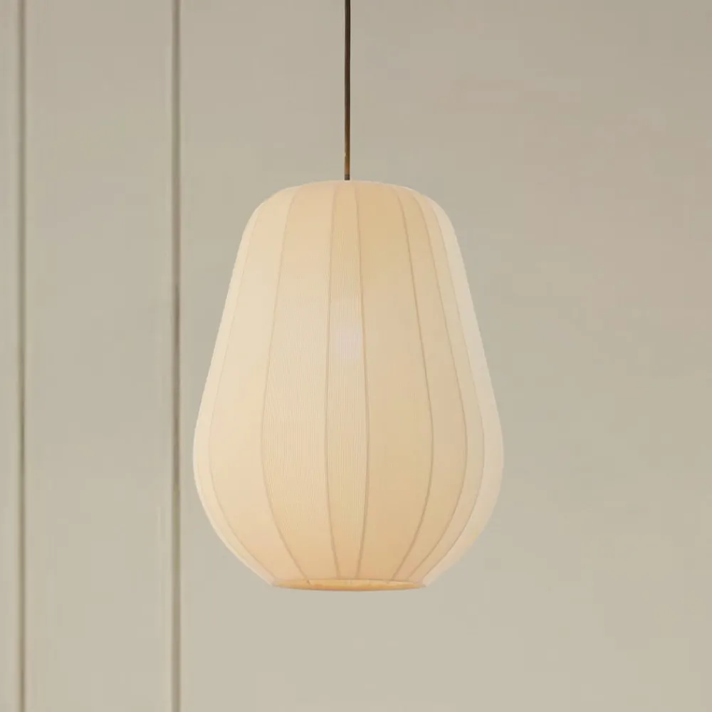 Lindby Pendellamper|Pendellamper > hængelampe Helin, beige, Ø 30 cm, stof