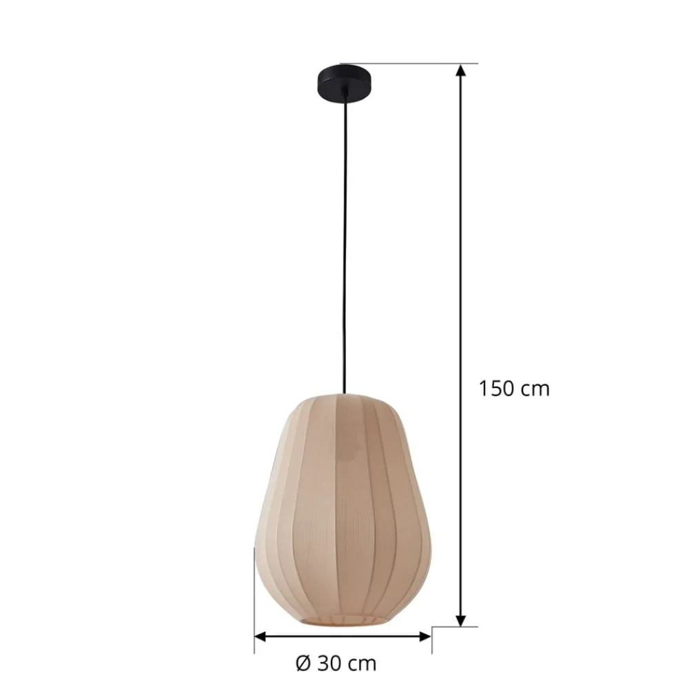 Lindby Pendellamper|Pendellamper > hængelampe Helin, beige, Ø 30 cm, stof